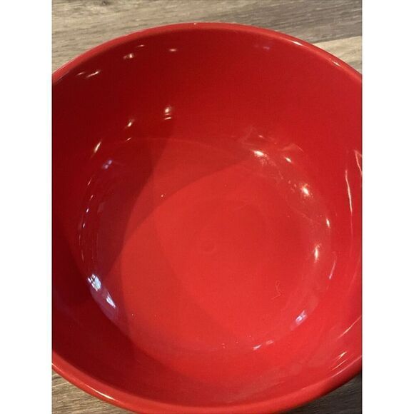 Large Varages France red Serving Salad Fruit pasta Bowl 10" Pre-Owned - Picture 5 of 5
